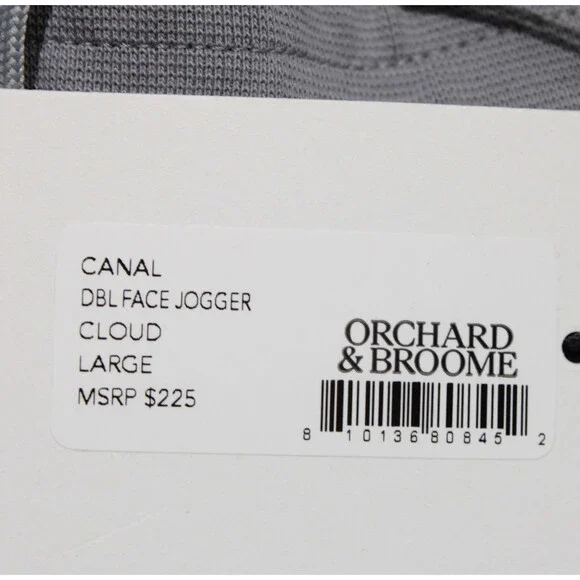 Orchard & Broome NWT Canal Joggers / Sweatpants Size L Cloud Gray Cotton Blend